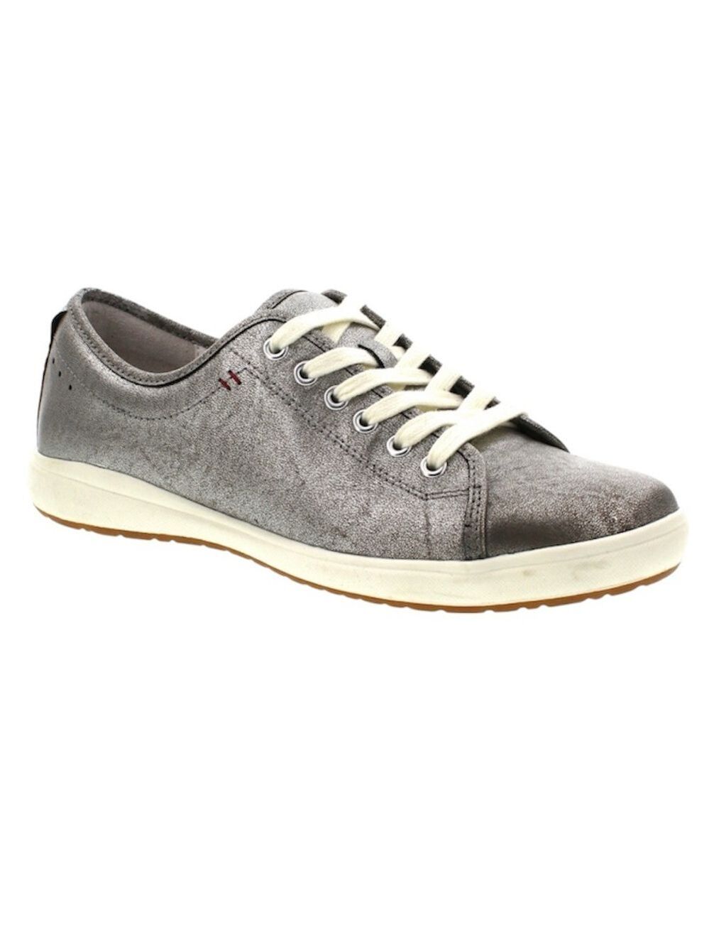 Josef Seibel Caren genuine leather silver pewter comfortable sneaker shoes EU 37